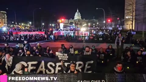 Pro-Hamas Protest BLOCKS BIDEN Motorcade Route from State of the Union address at US Capitol.