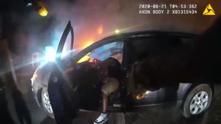 Driver Pulls Knife On Police Trying To Pull Him From Burning SUV