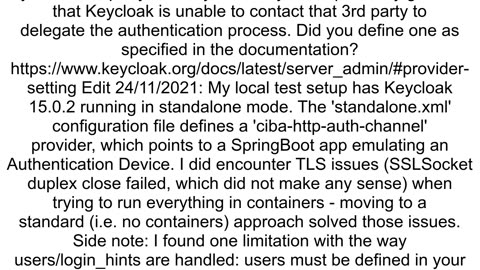 Keycloak CIBA Authentication fails with quotFailed to send authentication requestquot