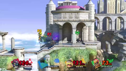 Ganondorf vs Little Mac vs Min Min vs Captain Falcon on Temple (Super Smash Bros Ultimate)