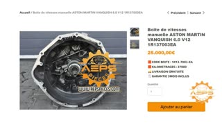 AEPSPIECES.COM - Boite de vitesses manuelle ASTON MARTIN VANQUISH 6.0 V12 1R137003EA