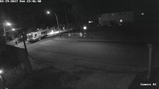 RV takes out stop sign and drives away