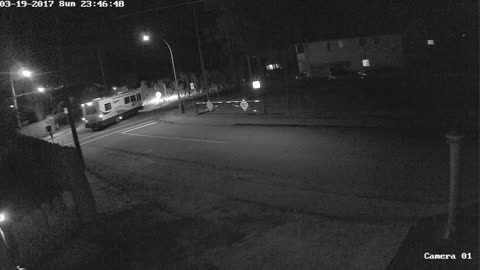 RV takes out stop sign and drives away