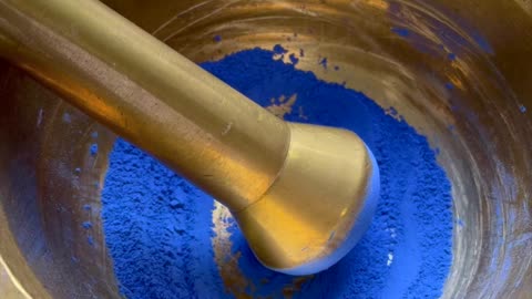 Transforming Natural Blue Pigment from Azurite into Handmade Watercolor Paint