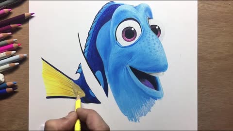 11 Drawing Dory (Finding Dory) - Timelapse