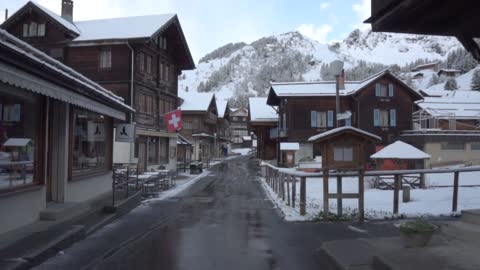 Switerland Alpine Village At 6AM