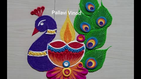 unique rangoli designs for Diwali pecoke rangoli designs for Diwali