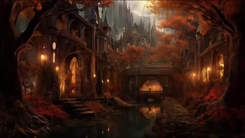 Autumn in Elven City Ambience and Music | high fantasy ambience with calm music