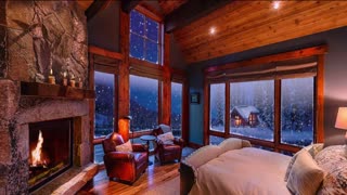Fireplace Snow and Cozy Cabin Background Ambience Video