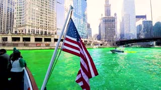 Dying the Chicago River Green in St. Patrick's Day Celebration