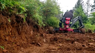 Trail Building With Towable Backhoe - Part 1