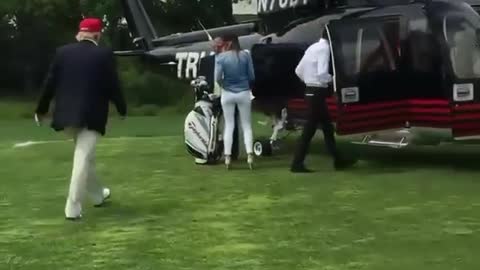WATCH: Donald J Trump Shows Off His Short Game For Fans Before Boarding Helicopter