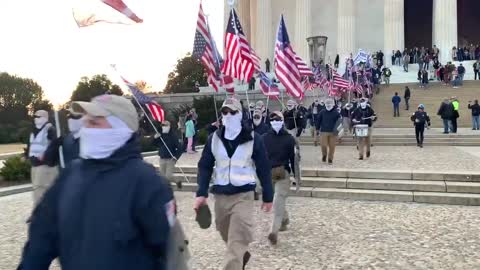 A Group known as the "#PatriotFront" is marching on the national mall in Washington, DC, chanting