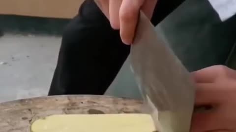 Cutting a potato