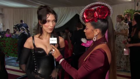 Bella Hadid on Her Leather and Lace Burberry Met Gala Look | Met Gala 2022 with La La Anthony