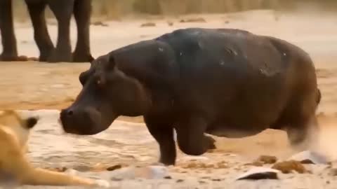 Lion's Failed Hunt Is Prevented By Hippo - Great Battle Of Lion Attack Hippo-6