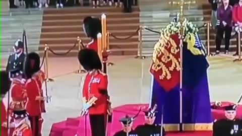 NOW - Royal guard at the Queen's coffin has collapsed