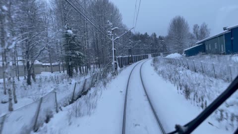 A day at work, train in northern Sweden