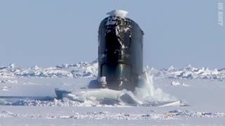 Two Billion Dollar Submarine Getting Out Of Ice