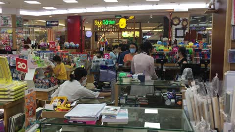 payment counters at the Fahasa Aeon mall Long Bien