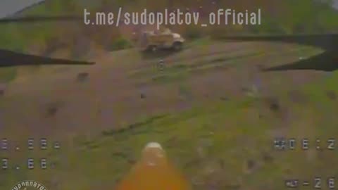 🇷🇺🇺🇦 Another American MaxxPro armored personnel carrier hit by FPV drone .