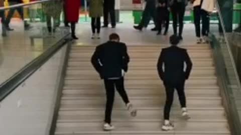 Dancing on the stairs