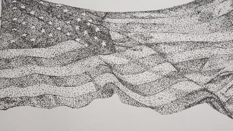 American Flag - God Bless The USA - Stippling Art