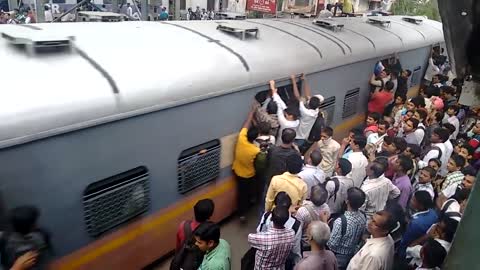 Railway Station In Mumbai India On a Normal Day..