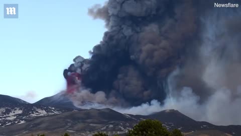 Mount Etna volcano erupts sending seven mile ash cloud shooting into the air