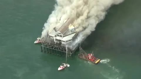 Massive fire breaks out on Oceanside Pier in northern San Diego County, California