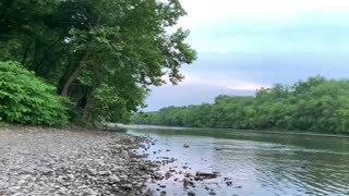 River & Bridge In Background