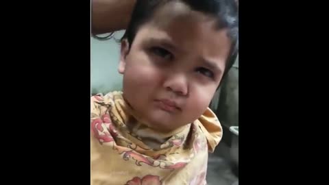 Little Baby Hair Cutting Video. Funny Video Grumpy cute kid.