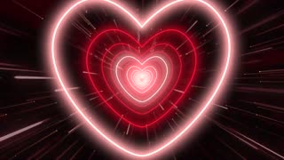 740. Neon Heart Tunnel❤️Red Heart Background Neon Lights Background Effect Heart