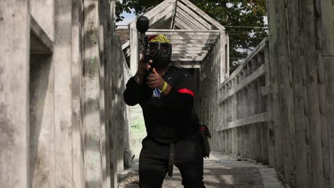 Creeping through the hallways at Ghost Town - Paintball