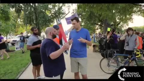 Anti-Kavanaugh protesters try to shut down Charlie Kirk's camera