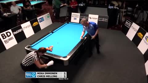 Professional Billiards Player pulls amazing trick shot