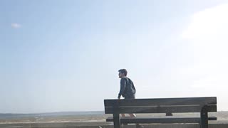 Man walking at normal speed and slowmotion