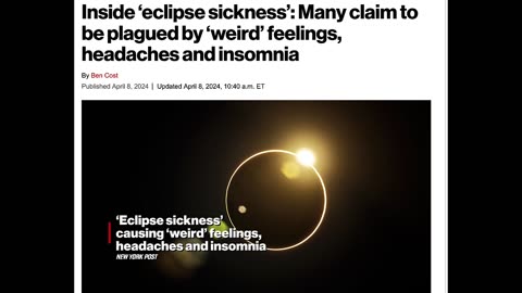 ECLIPSE SICKNESS REPORTED! WAS A BIO WEAPON USED OR IS IT A COINCIDENCE THE MEDIA IS SAYING THIS