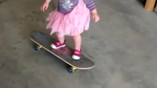 Collab copyright protection - little girl pink skirt skateboard