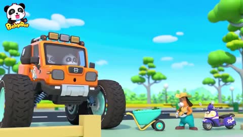Monster Truck, Shark Truck, Ice Cream Truck - Baby Panda Mechanic Ep 2 - Kids Song - BabyBus