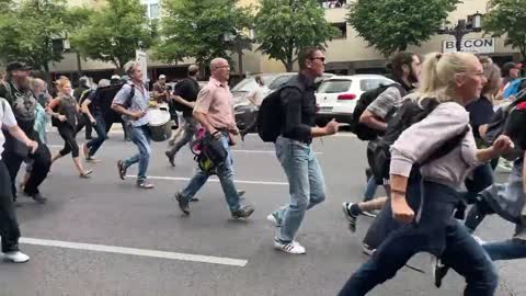 Berlin Lockdown Protests 8-1-21: Police Knee Protester