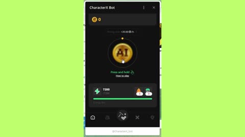 new mining mini app telegram bot characterx bot