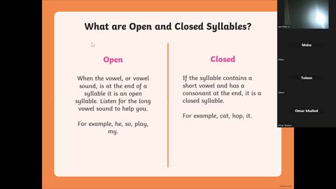 open and closed syllable