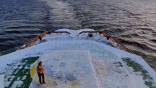 Practicing Hockey on Swedish Icebreaker Ship