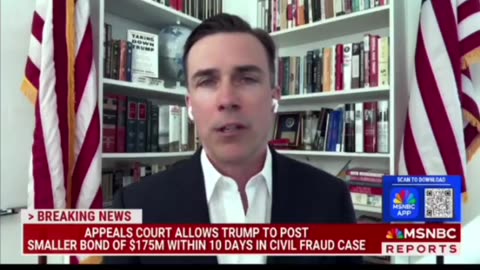 This is so infuriating," responds an MSNBC guest to Trump's bond being lowered to $175 million. 🤣