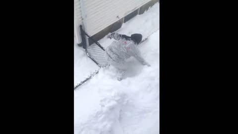 Jumping Off The 2nd Floor Porch Into A Snow Pile ( I Got Stuck )