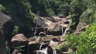 Beautiful waterfall from yellow mountain