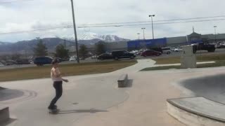 Lady white shirt outdoor skatepark