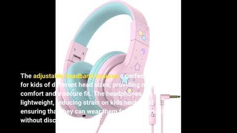 iClever Kids Headphones for School Travel, Safe Volume 85/94dB, HD Mic Stereo Sound Over-Ear Gi...