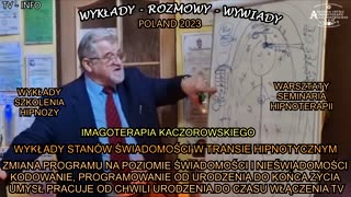 ZMIANA PROGRAMU NA POZIOMIE ŚWIADOMOŚCI I NIEŚWIADOMOŚCI KODOWANIE,PROGRAMOWANIE OD URODZENIA DO KOŃCA ŻYCIA UMYSŁ PRACUJE OD CHWILI URODZENIA DO CZASU WŁĄCZENIA TV/WYKŁADY STANÓW ŚWIADOMOŚCI W TRANSIE HIPNOTYCZNYM-IMAGOTERAPIA KACZOROWSKIEGO